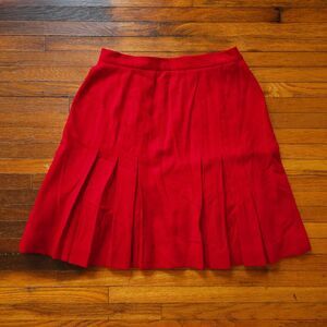 Jones New York: VTG Wool A-line Knife Pleat Red Skirt Made in USA Sz:8